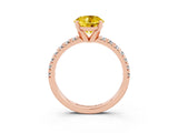 Rose gold Round Cut Yellow Sapphire Solitaire Pavé Engagement Ring with Round Band and Prong Setting_63