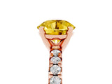 Rose gold Round Cut Yellow Sapphire Solitaire Pavé Engagement Ring with Round Band and Prong Setting_65