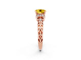 Rose gold Round Cut Yellow Sapphire Solitaire Ring with Filigree Band and Four-Prong Setting_50