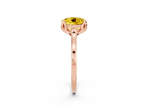 Rose gold Round Cut Yellow Sapphire Solitaire Ring with Flower Prong Setting and Classic Band_14