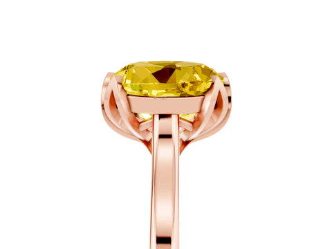 Rose gold Round Cut Yellow Sapphire Solitaire Ring with Flower Prong Setting and Classic Band_17