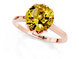 Rose gold Round Cut Yellow Sapphire Solitaire Ring with Flower Prong Setting and Classic Band_37