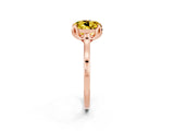 Rose gold Round Cut Yellow Sapphire Solitaire Ring with Flower Prong Setting and Classic Band_38