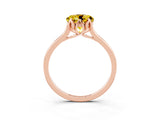 Rose gold Round Cut Yellow Sapphire Solitaire Ring with Flower Prong Setting and Classic Band_39