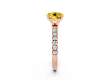 Rose gold Round Cut Yellow Sapphire Solitaire Ring with Pavé Accents and Four-Prong Setting_26