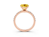 Rose gold Round Cut Yellow Sapphire Solitaire Ring with Pavé Accents and Four-Prong Setting_27