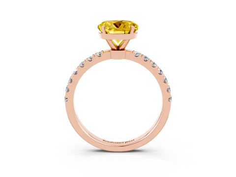 Rose gold Round Cut Yellow Sapphire Solitaire Ring with Pavé Accents and Four-Prong Setting_27