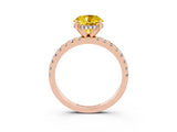 Rose gold Round Cut Yellow Sapphire Solitaire Ring with Pavé Band and Four-Prong Setting_63