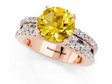 Rose gold Round Cut Yellow Sapphire Solitaire Ring with Pavé and Channel Set Band_25