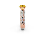 Rose gold Round Cut Yellow Sapphire Solitaire Ring with Pavé and Channel Set Band_26