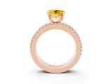 Rose gold Round Cut Yellow Sapphire Solitaire Ring with Pavé and Channel Set Band_27