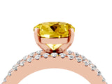 Rose gold Round Cut Yellow Sapphire Solitaire Ring with Pavé and Channel Set Band_28