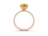 Rose gold Round Cut Yellow Sapphire Solitaire Ring with Pave Band and Four Prong Setting_15