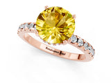 Rose gold Round Cut Yellow Sapphire Solitaire Ring with Round  Pavé Band and Four-Prong Setting_37