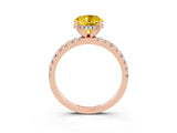 Rose gold Round Cut Yellow Sapphire Solitaire Ring with Round  Pavé Band and Four-Prong Setting_39