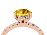Rose gold Round Cut Yellow Sapphire Solitaire Ring with Round  Pavé Band and Four-Prong Setting_40