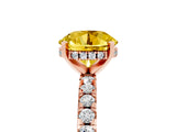 Rose gold Round Cut Yellow Sapphire Solitaire Ring with Round  Pavé Band and Four-Prong Setting_41