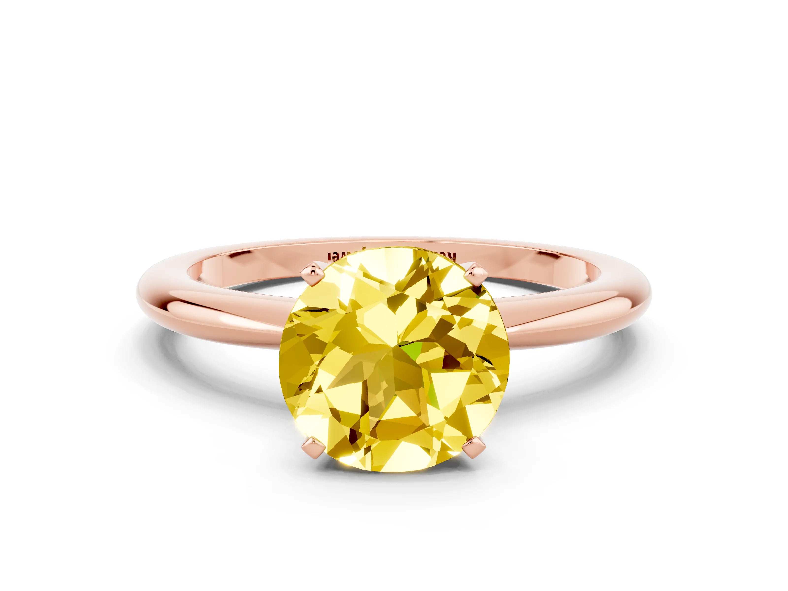 Rose gold Round Cut Yellow Sapphire Solitaire Ring with Six-Prong Setting and Classic Band
