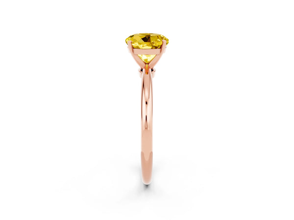 Rose gold Round Cut Yellow Sapphire Solitaire Ring with Six-Prong Setting and Classic Band