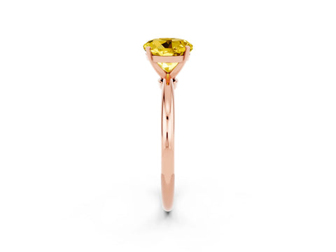 Rose gold Round Cut Yellow Sapphire Solitaire Ring with Six-Prong Setting and Classic Band_2