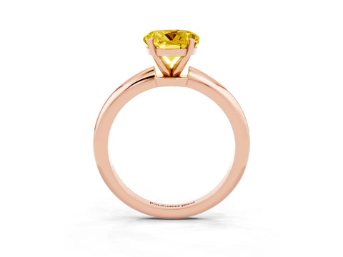 Rose gold Round Cut Yellow Sapphire Solitaire Ring with Six-Prong Setting and Classic Band_3