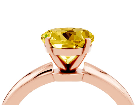 Rose gold Round Cut Yellow Sapphire Solitaire Ring with Six-Prong Setting and Classic Band_4