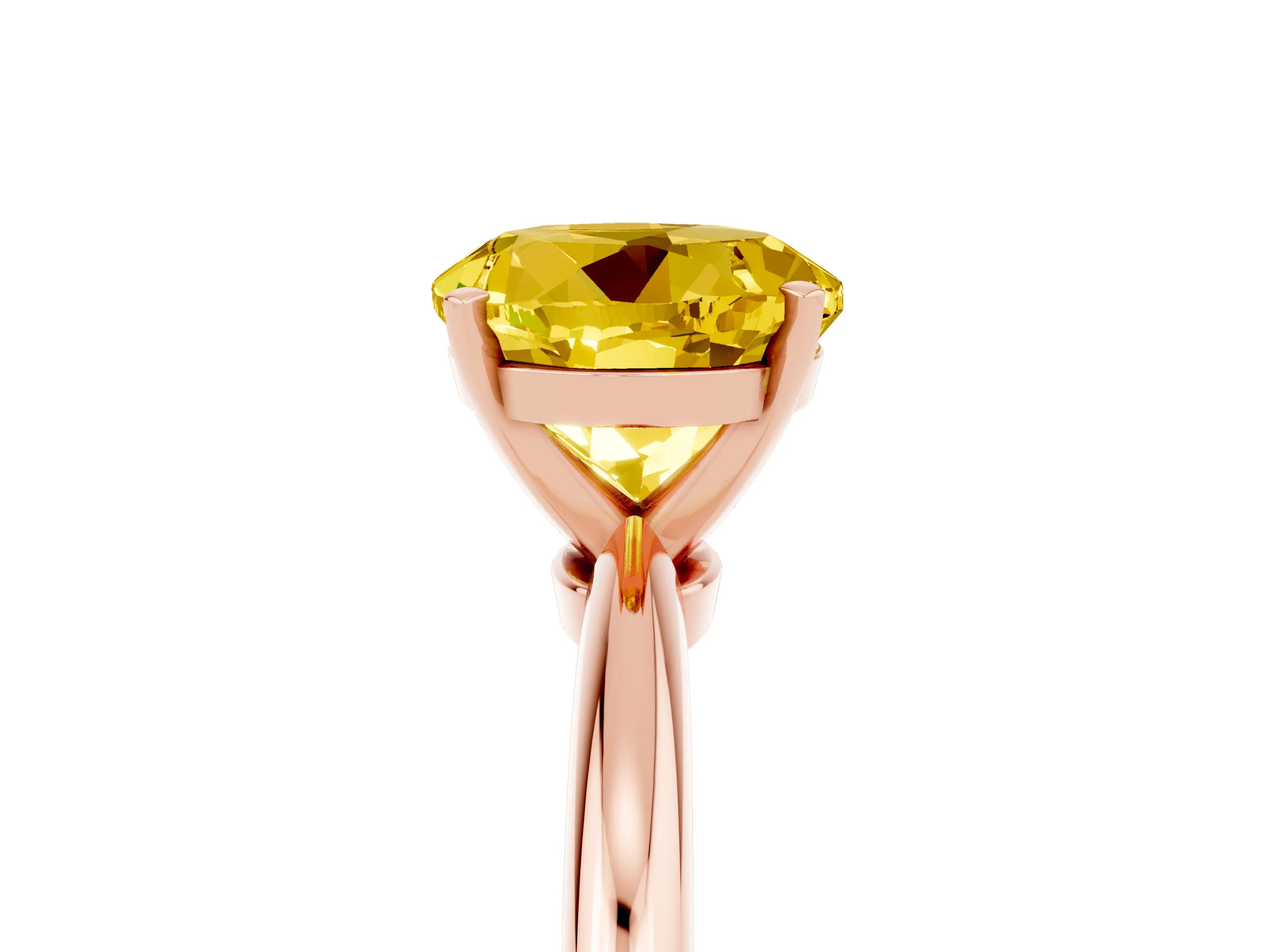 Rose gold Round Cut Yellow Sapphire Solitaire Ring with Six-Prong Setting and Classic Band_5