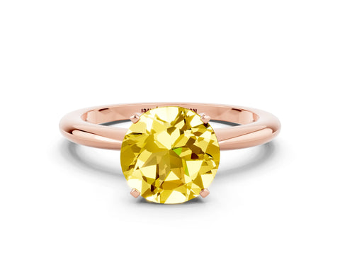Rose gold Round Cut Yellow Sapphire Solitaire Ring with Six-Prong Setting and Classic Band