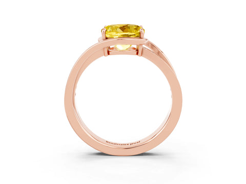 Rose gold Round Cut Yellow Sapphire Solitaire Ring with Split Shank and Prong Setting_3
