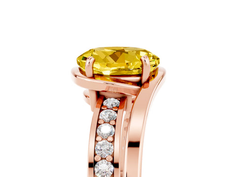 Rose gold Round Cut Yellow Sapphire Solitaire Ring with Split Shank and Prong Setting_5