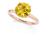 Rose gold Round Cut Yellow Sapphire Solitaire Ring with Thin Band and Four-Prong Setting_37