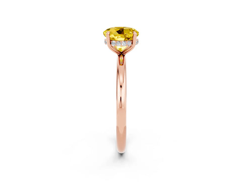 Rose gold Round Cut Yellow Sapphire Solitaire Ring with Thin Band and Four-Prong Setting_38
