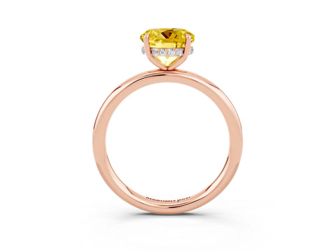 Rose gold Round Cut Yellow Sapphire Solitaire Ring with Thin Band and Four-Prong Setting_39