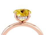 Rose gold Round Cut Yellow Sapphire Solitaire Ring with Thin Band and Four-Prong Setting_40