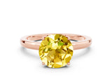 Rose gold Round Cut Yellow Sapphire Solitaire Ring with Thin Band and Prong Setting_12
