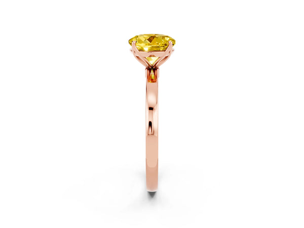 Rose gold Round Cut Yellow Sapphire Solitaire Ring with Thin Band and Prong Setting