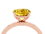 Rose gold Round Cut Yellow Sapphire Solitaire Ring with Thin Band and Prong Setting_16