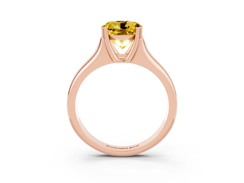 Rose gold Round Cut Yellow Sapphire Solitaire Ring with Wide Band and Prong Setting_27