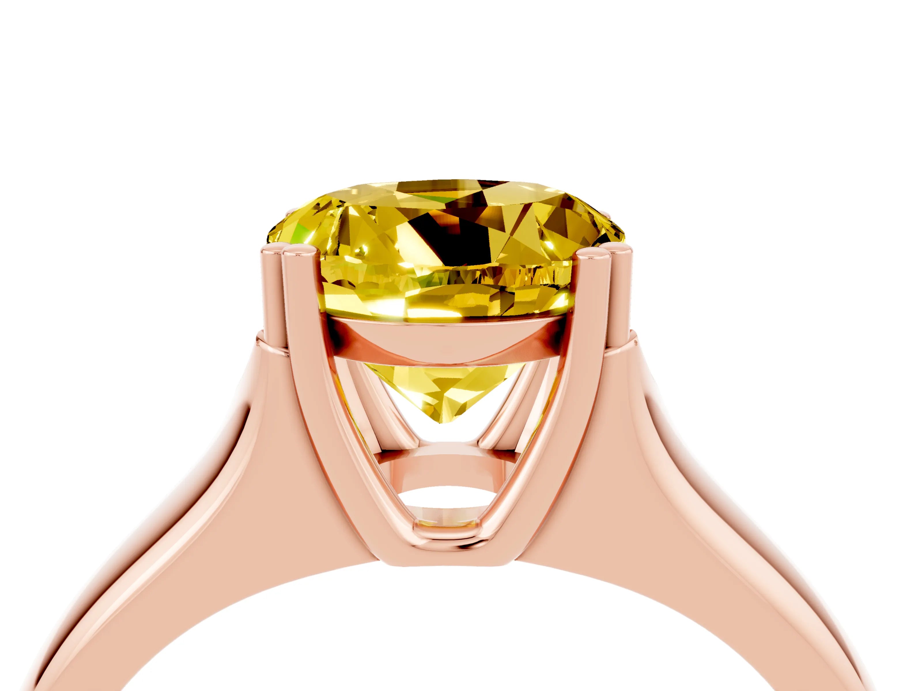 Rose gold Round Cut Yellow Sapphire Solitaire Ring with Wide Band and Prong Setting_28