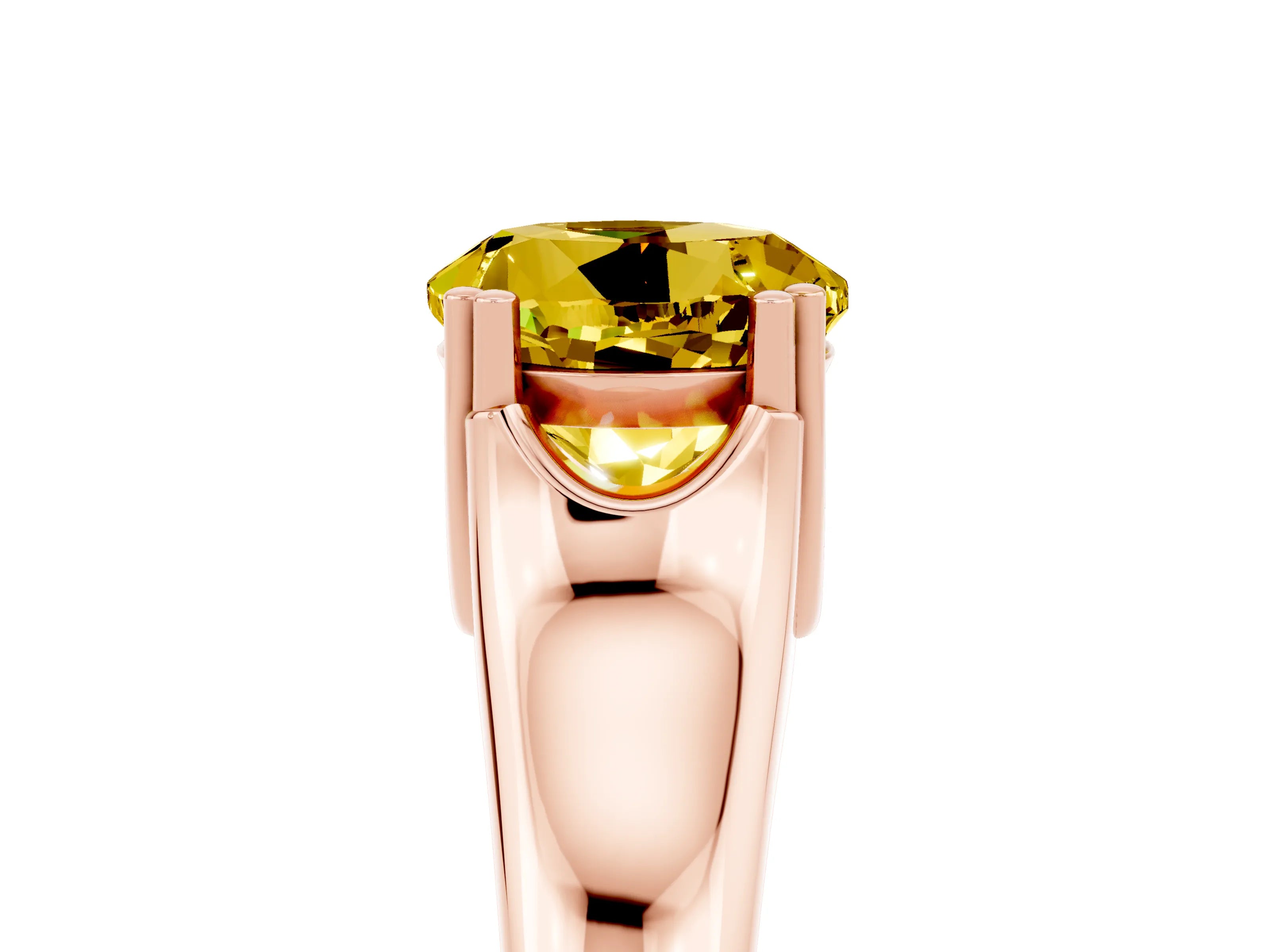 Rose gold Round Cut Yellow Sapphire Solitaire Ring with Wide Band and Prong Setting_29