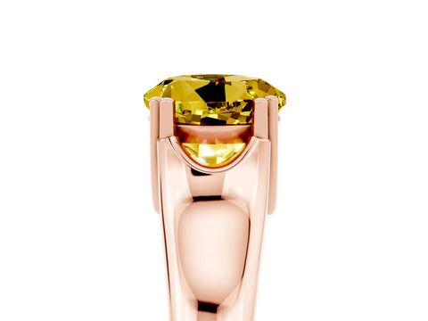 Rose gold Round Cut Yellow Sapphire Solitaire Ring with Wide Band and Prong Setting_29
