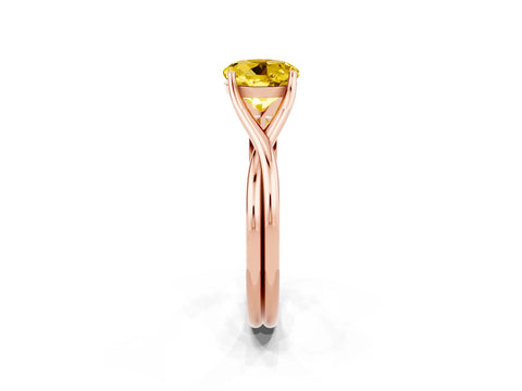 Rose gold Round Cut Yellow Sapphire Solitaire Twist Band Prong Setting Ring_74