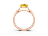 Rose gold Round Cut Yellow Sapphire Solitaire Twist Band Prong Setting Ring_75