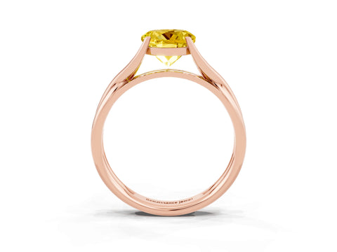 Rose gold Round Cut Yellow Sapphire Solitaire Twist Band Prong Setting Ring_75