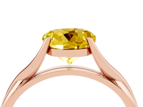 Rose gold Round Cut Yellow Sapphire Solitaire Twist Band Prong Setting Ring_76