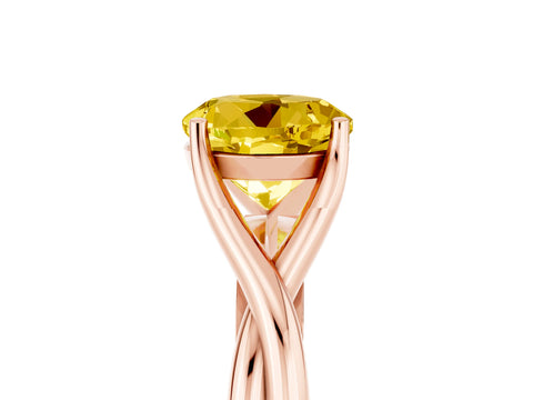 Rose gold Round Cut Yellow Sapphire Solitaire Twist Band Prong Setting Ring_77