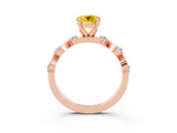 Rose gold Round Cut Yellow Sapphire Solitaire Twisted Band with Round  Accents and Prong Setting_15