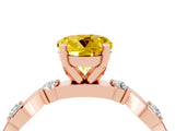 Rose gold Round Cut Yellow Sapphire Solitaire Twisted Band with Round  Accents and Prong Setting_16