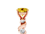 Rose gold Round Cut Yellow Sapphire Solitaire Twisted Band with Round  Accents and Prong Setting_17