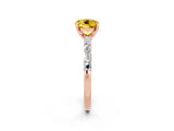 Rose gold Round Cut Yellow Sapphire Solitaire with Side Baguettes and Channel Set Band_26